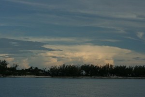 Storm clouds picking up light